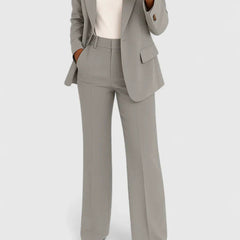 Women's Two-Piece Suit Set - Tailored Blazer & Trousers | Autumn - Grey