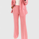 Women's Two-Piece Suit Set - Tailored Blazer & Trousers | Autumn - Pink