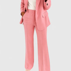 Women's Two-Piece Suit Set - Tailored Blazer & Trousers | Autumn - Pink