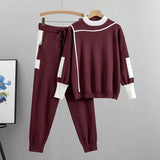 Women's Two Piece Tracksuit - Modern Athletic Set | Autumn - Burgundy