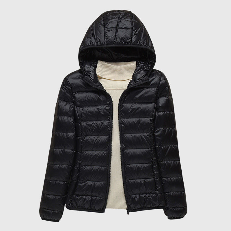 Women's Ultra-Light Quilted Jacket - Windproof Design | Winter - Black