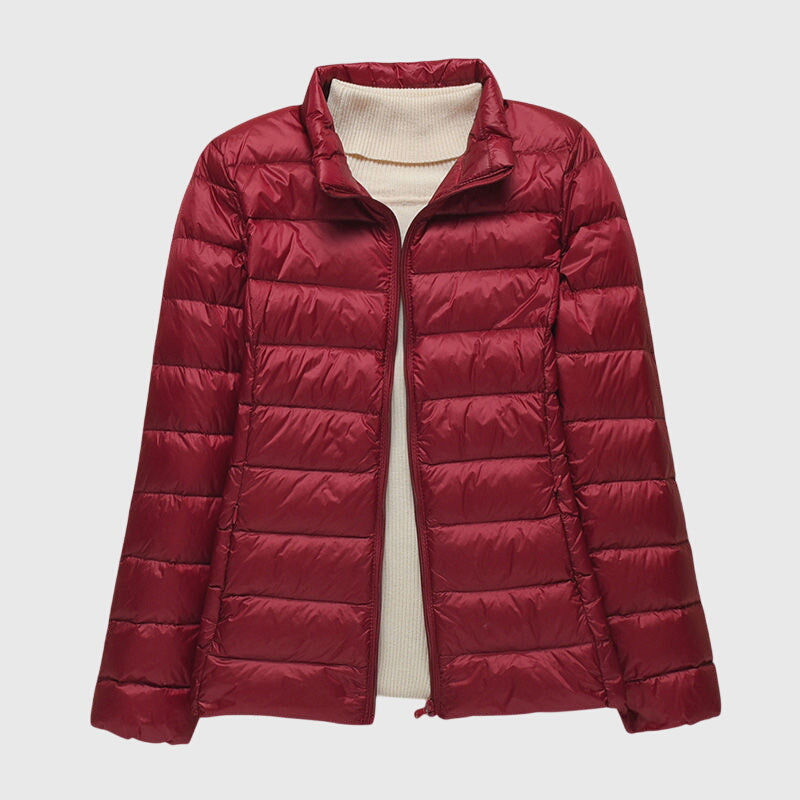 Women's Ultra-Light Quilted Jacket - Windproof Design | Winter - Burgundy 2