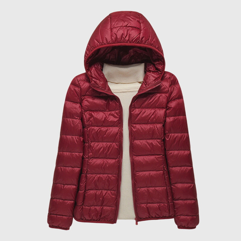 Women's Ultra-Light Quilted Jacket - Windproof Design | Winter - Burgundy