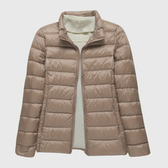 Women's Ultra-Light Quilted Jacket - Windproof Design | Winter - Khaki 2