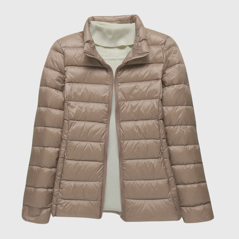 Women's Ultra-Light Quilted Jacket - Windproof Design | Winter - Khaki 2