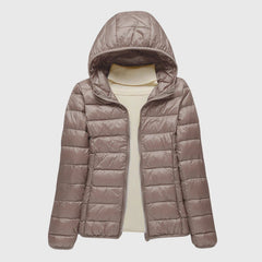 Women's Ultra-Light Quilted Jacket - Windproof Design | Winter - Khaki