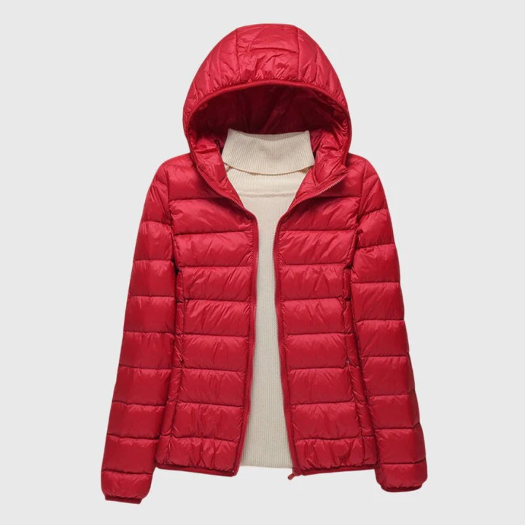 Women's Ultra-Light Quilted Jacket - Windproof Design | Winter - Red