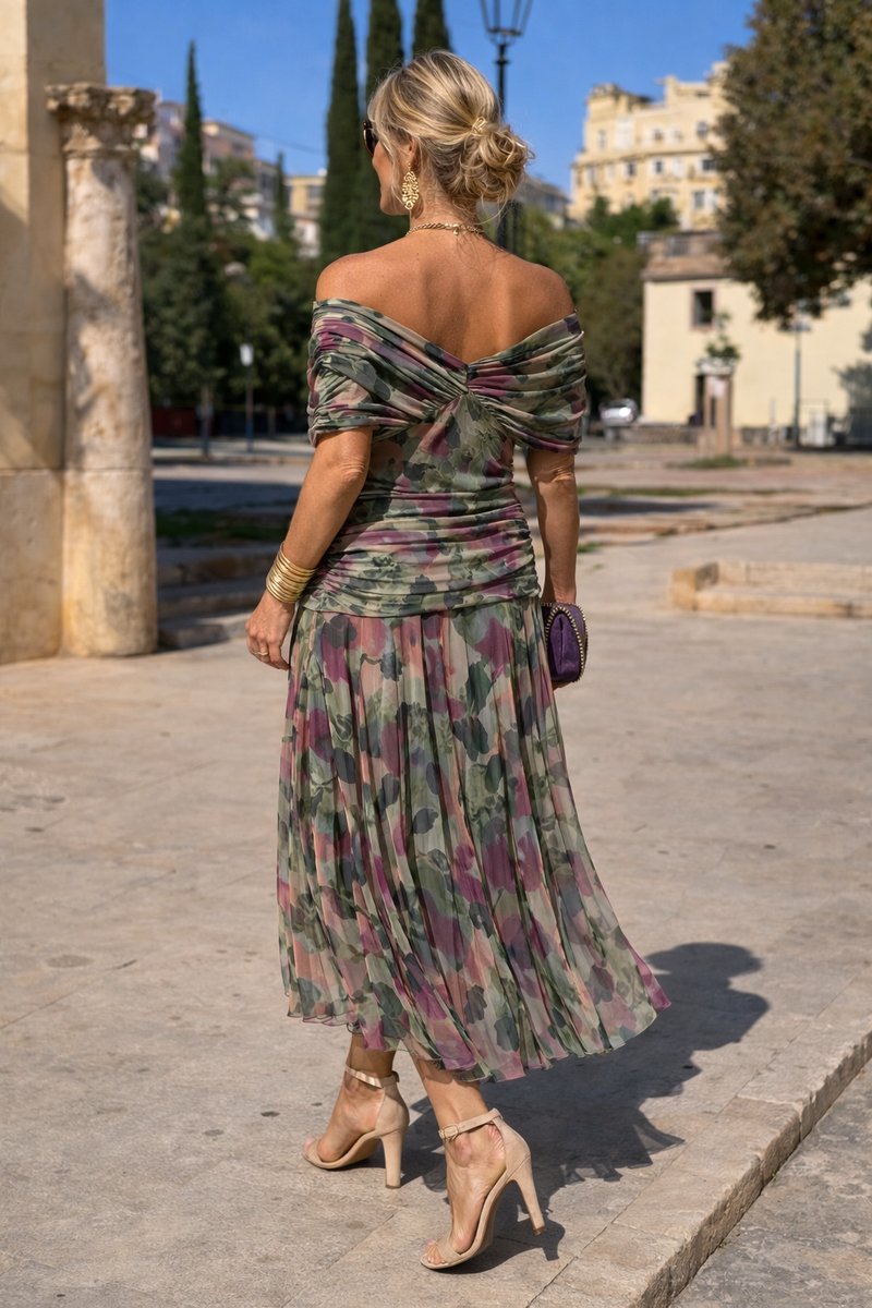 Women's V-Neck Chiffon Maxi Dress - Elegant Cocktail Party | Autumn