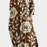 Women's V-Neck Dress - Flowing Comfort | Spring - Brown