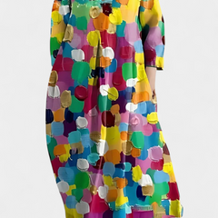 Women's V-Neck Dress - Flowing Comfort | Spring - Multicolor 3