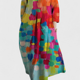 Women's V-Neck Dress - Flowing Comfort | Spring - Multicolor