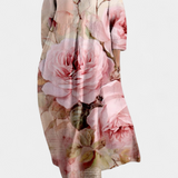 Women's V-Neck Dress - Flowing Comfort | Spring - Pink Floral