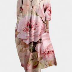 Women's V-Neck Dress - Flowing Comfort | Spring - Pink Floral