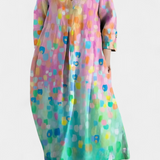 Women's V-Neck Dress - Flowing Comfort | Spring - Pink Multicolor