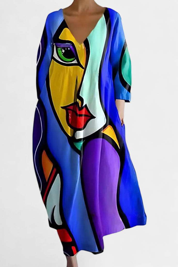 Women's V-Neck Dress - Flowing Comfort | Spring - Purple