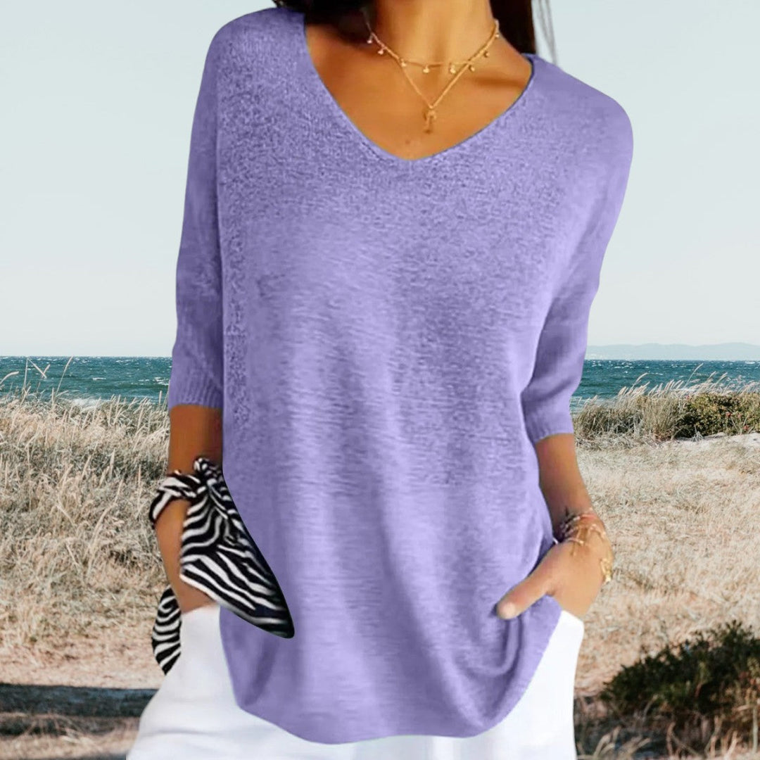 Women's V-Neck Top | Summer | Easy Fit - Purple