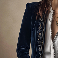 Women's Velvet Coat - Elegant Tailored Fit | Autumn
