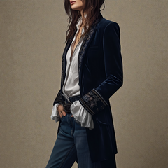 Women's Velvet Coat - Elegant Tailored Fit | Autumn