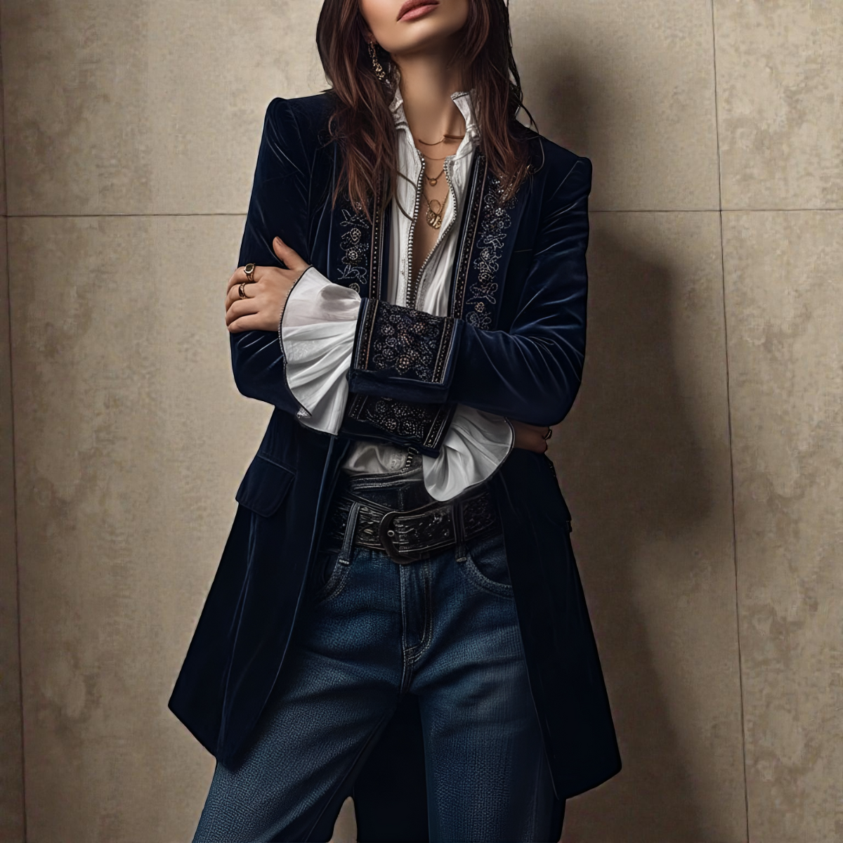 Women's Velvet Coat - Elegant Tailored Fit | Autumn