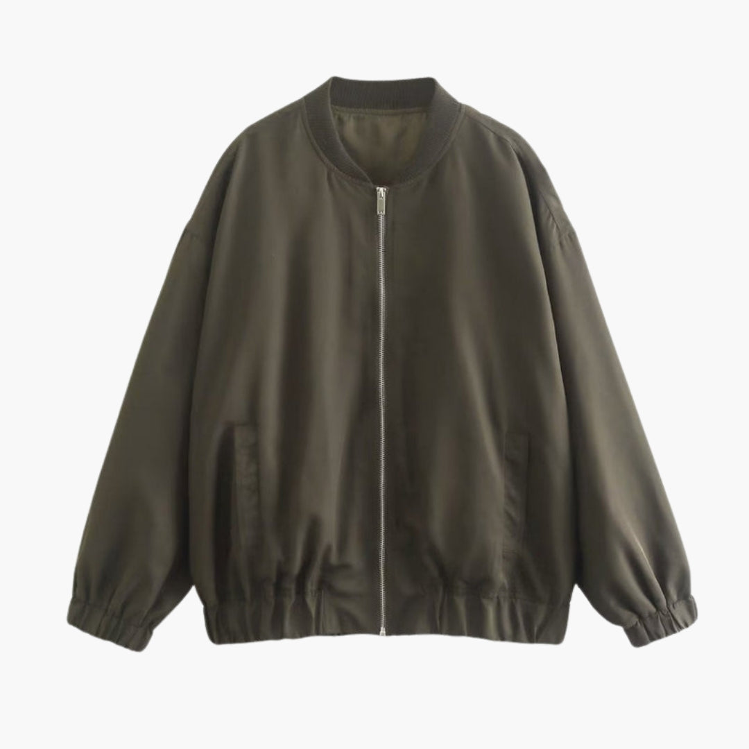 Women's Vibrant Bomber | Relaxed Fit | Spring - Olive Green