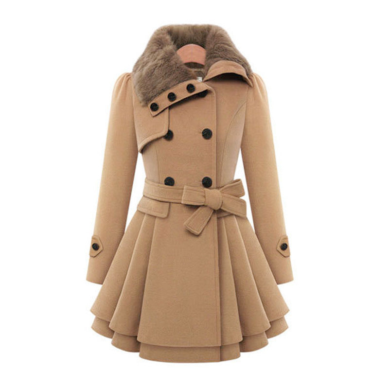 Women's Vintage Flair Trench Coat - Tailored Elegance | Autumn - Beige