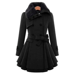 Women's Vintage Flair Trench Coat - Tailored Elegance | Autumn - Black