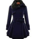 Women's Vintage Flair Trench Coat - Tailored Elegance | Autumn - Navy
