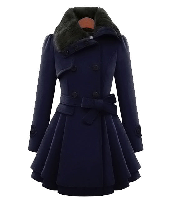 Women's Vintage Flair Trench Coat - Tailored Elegance | Autumn - Navy