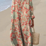 Women's Vintage Floral Sleeveless Dress - Timeless Summer Style - Long Sleeve