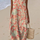 Women's Vintage Floral Sleeveless Dress - Timeless Summer Style - Sleeveless