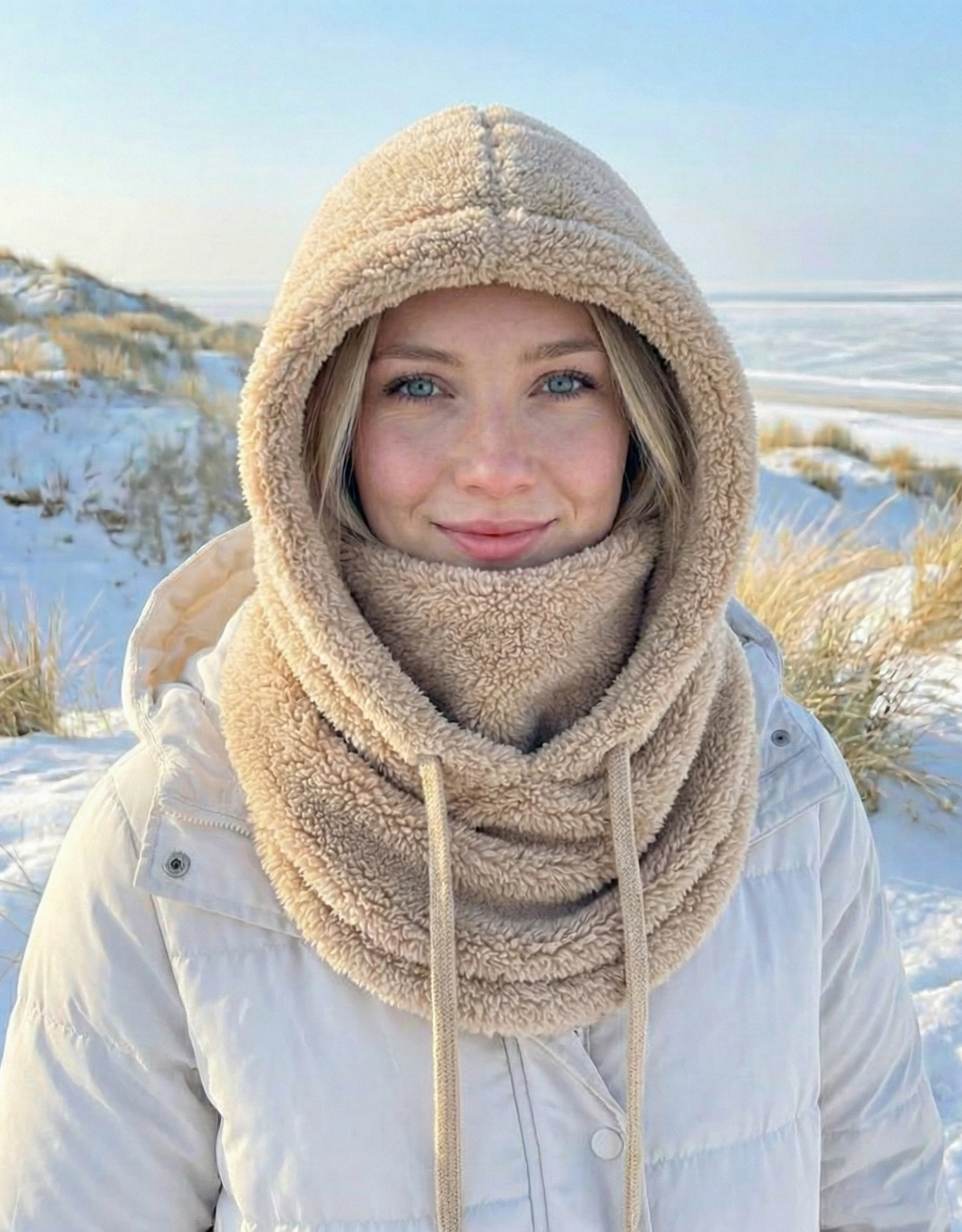 Women's Warm Winter Beanie Hat - Full Coverage - Beige