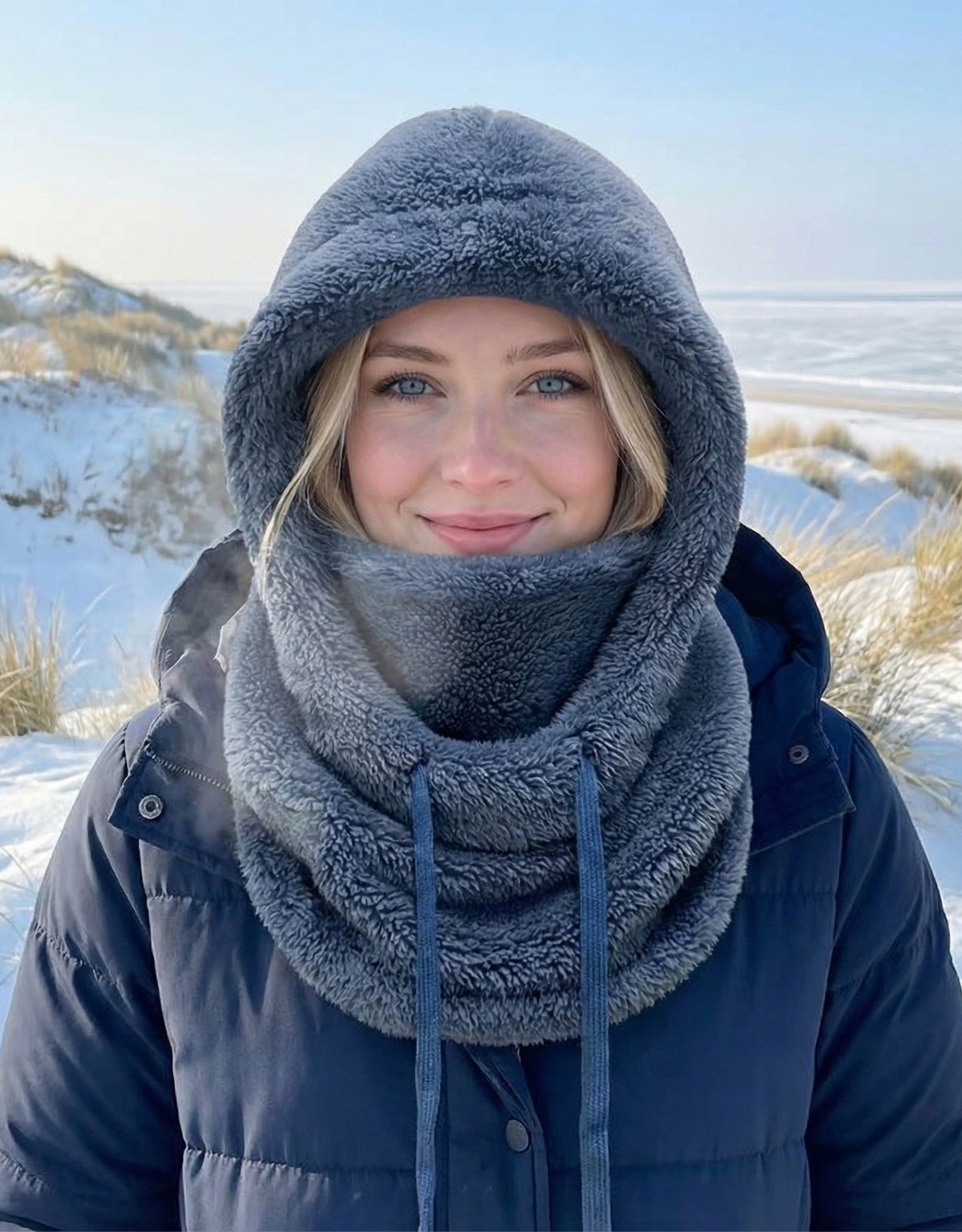 Women's Warm Winter Beanie Hat - Full Coverage - Blue