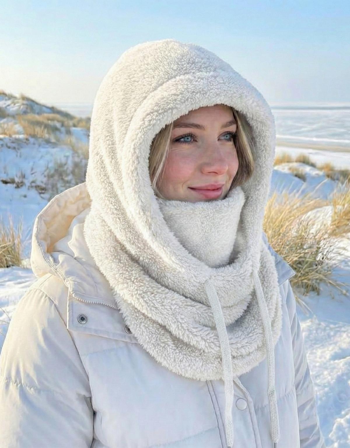 Women's Warm Winter Beanie Hat - Full Coverage - White