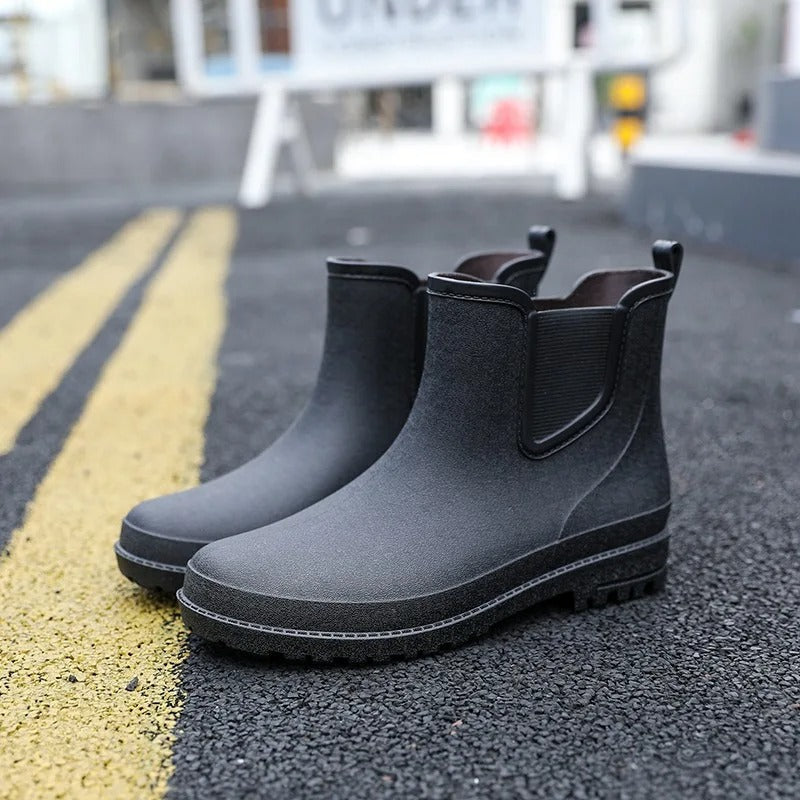 Women's Waterproof Chelsea Platform Rain Boots - Ankle | Autumn - Black