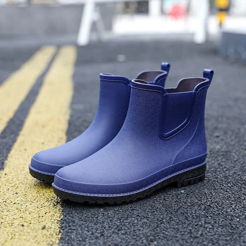 Women's Waterproof Chelsea Platform Rain Boots - Ankle | Autumn - Blue