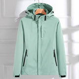 Women's Waterproof Hooded Rain Jacket - Adjustable Fit | Spring - Mint Green