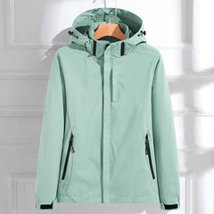 Women's Waterproof Hooded Rain Jacket - Adjustable Fit | Spring - Mint Green