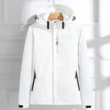 Women's Waterproof Hooded Rain Jacket - Adjustable Fit | Spring - White
