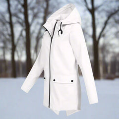 Women's Waterproof Hooded Rain Jacket - Longline Zip-Up | Winter
