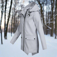 Women's Waterproof Hooded Rain Jacket - Longline Zip-Up | Winter