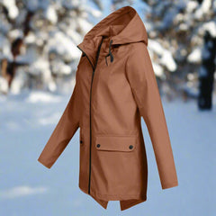 Women's Waterproof Hooded Rain Jacket - Longline Zip-Up | Winter