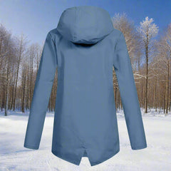 Women's Waterproof Hooded Rain Jacket - Longline Zip-Up | Winter