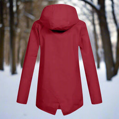 Women's Waterproof Hooded Rain Jacket - Longline Zip-Up | Winter