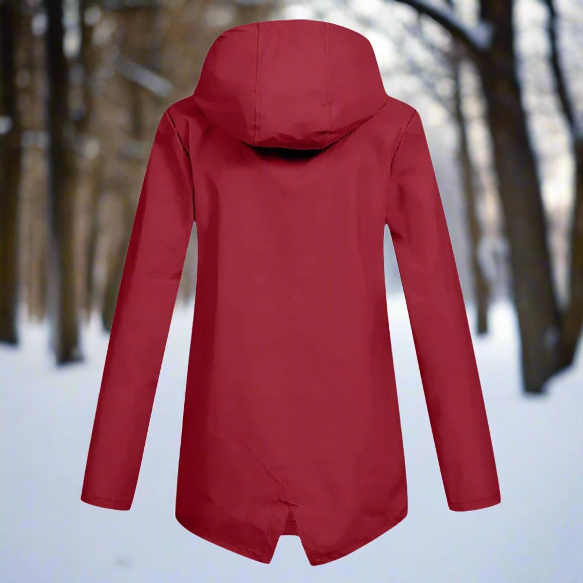 Women's Waterproof Hooded Rain Jacket - Longline Zip-Up | Winter