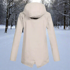 Women's Waterproof Hooded Rain Jacket - Longline Zip-Up | Winter