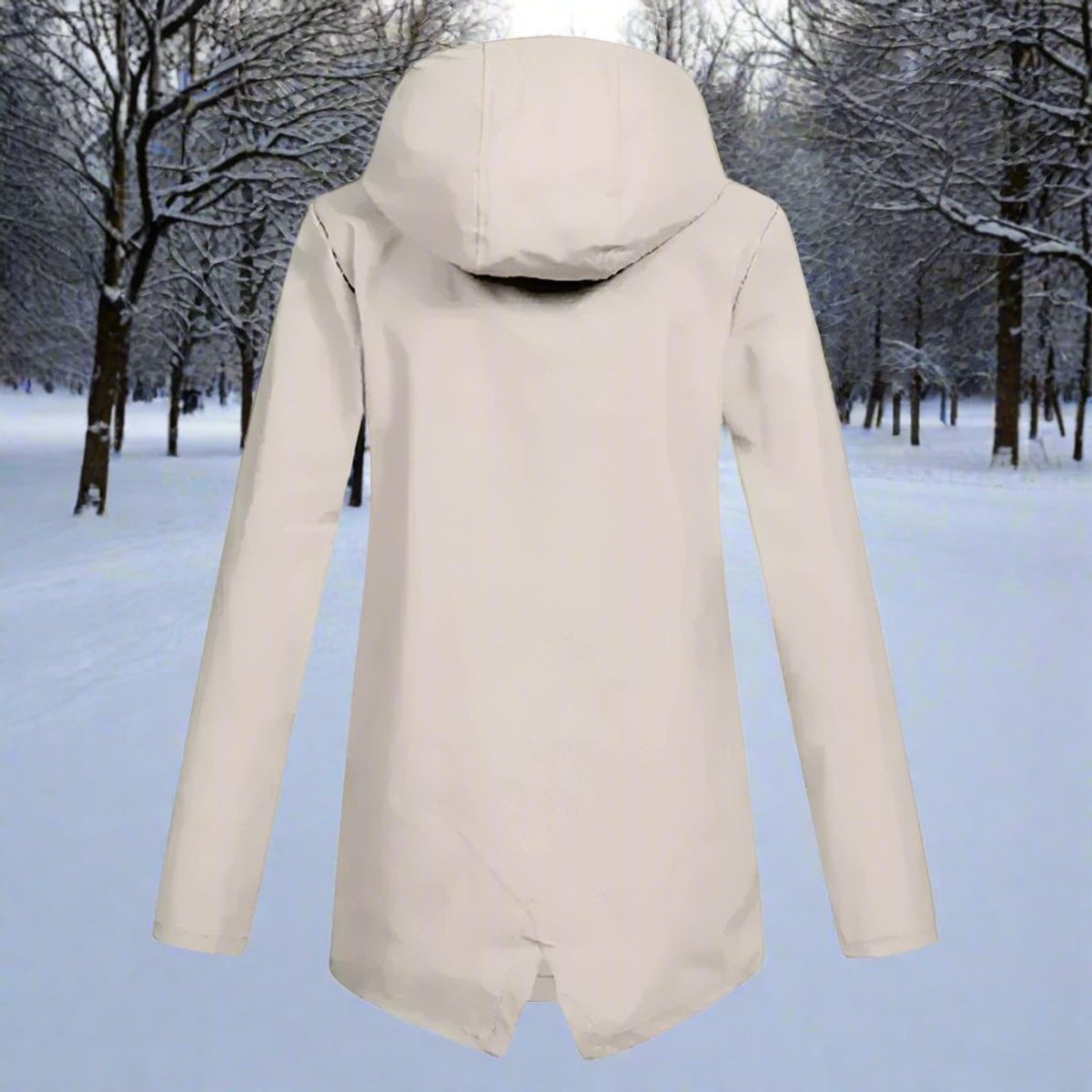 Women's Waterproof Hooded Rain Jacket - Longline Zip-Up | Winter