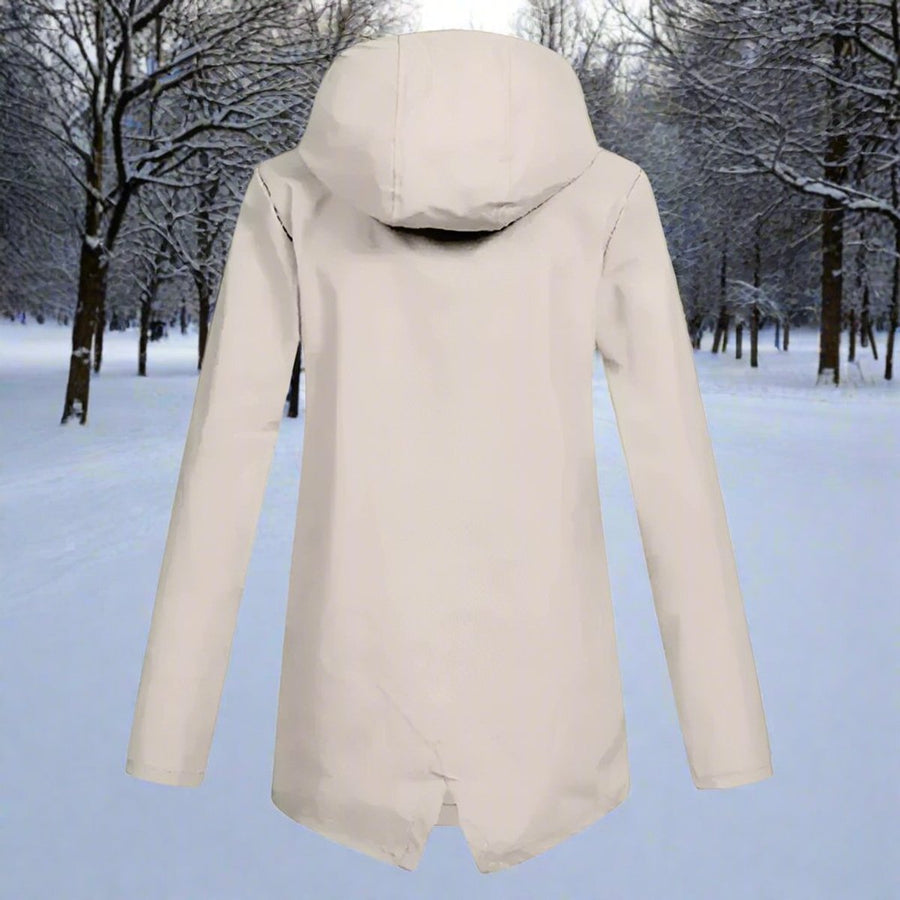 Women's Waterproof Hooded Rain Jacket - Longline Zip-Up | Winter