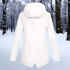 Women's Waterproof Hooded Rain Jacket - Longline Zip-Up | Winter