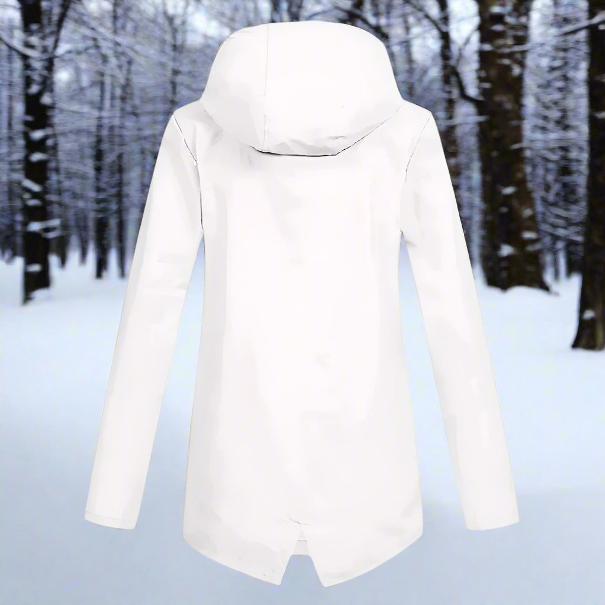 Women's Waterproof Hooded Rain Jacket - Longline Zip-Up | Winter