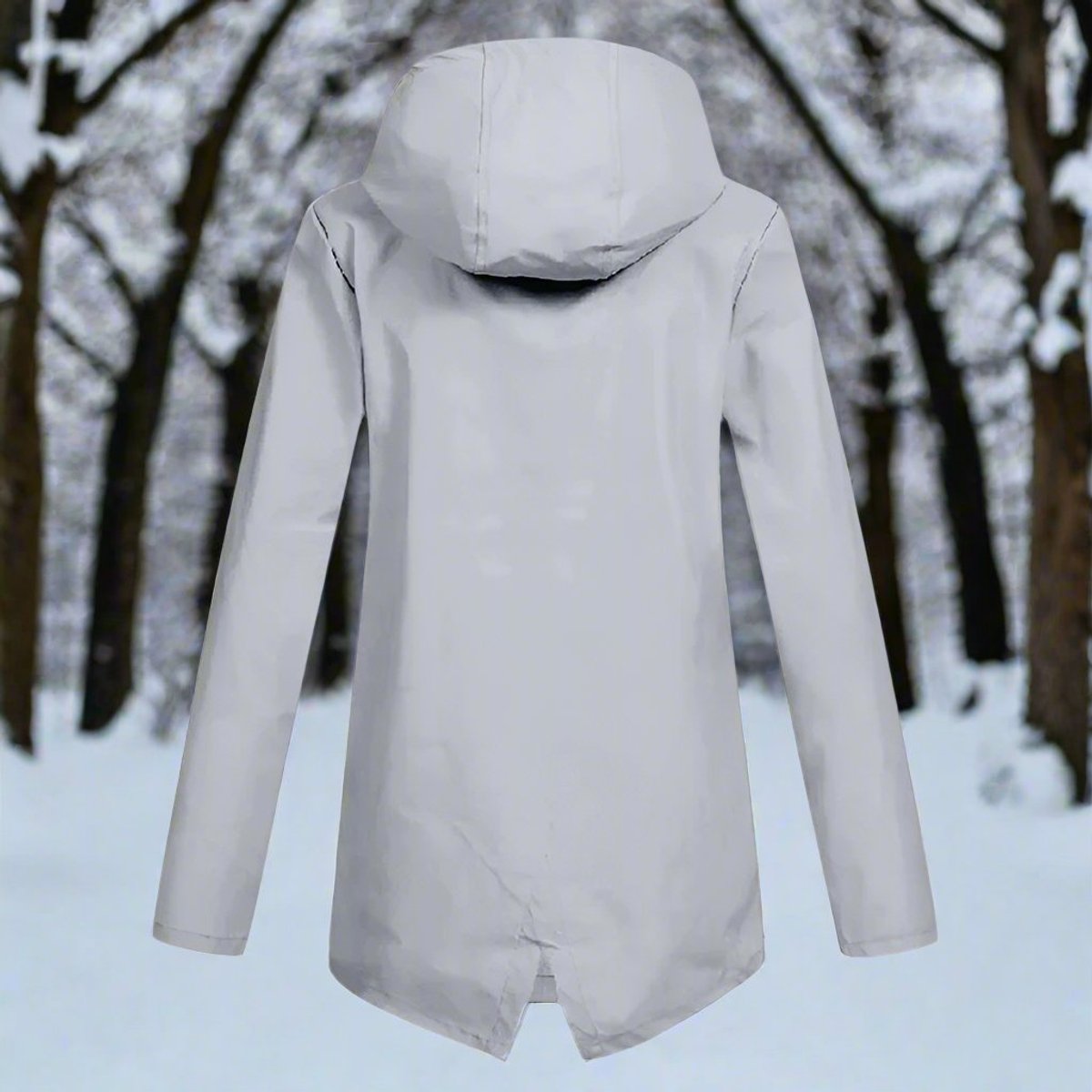 Women's Waterproof Hooded Rain Jacket - Longline Zip-Up | Winter